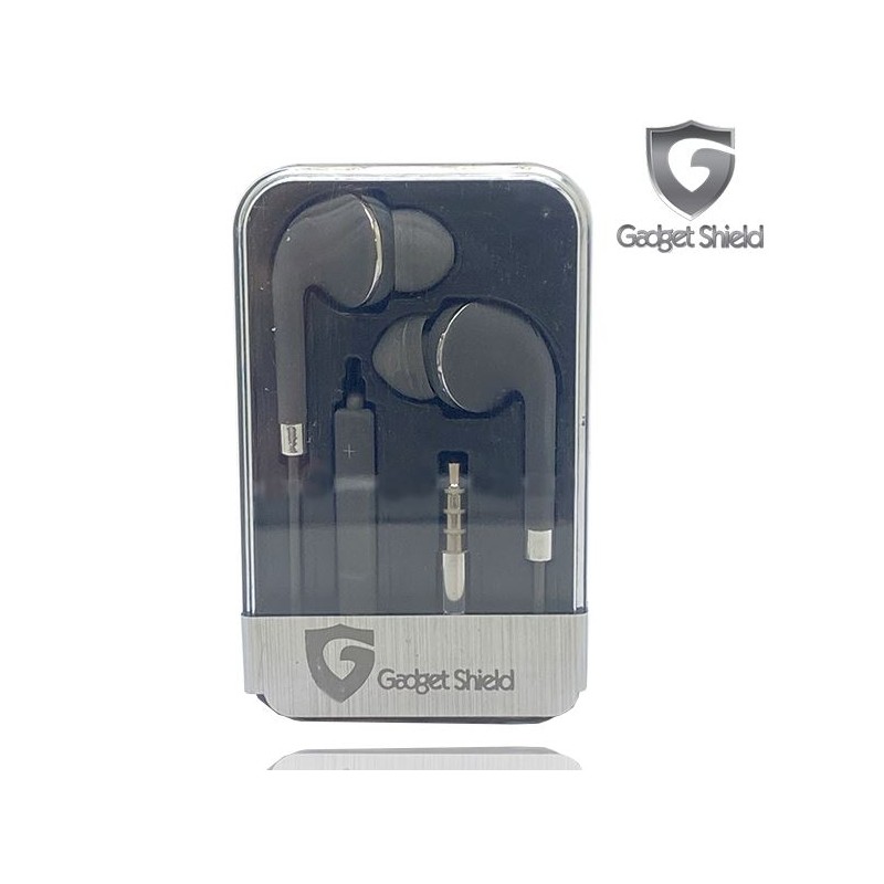Écouteur Gadget Shield noir et argent avec prise jack (qualité premium)