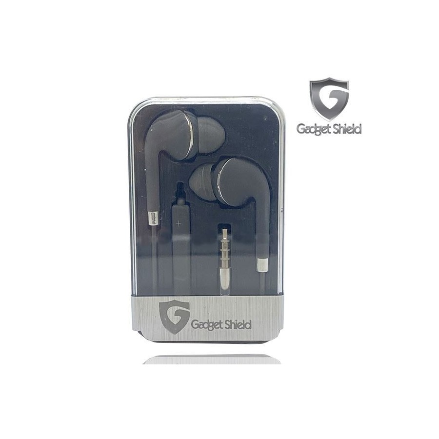 Écouteur Gadget Shield noir et argent avec prise jack (qualité premium)