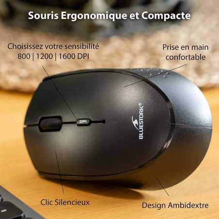 BlueStork - Pack Easy Slim Clavier et Souris sans Fil