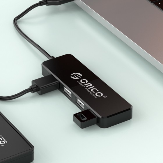 Orico Hub USB 2.0 avec 4 ports USB A - extra mince - noir