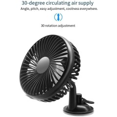 Ventilateur de voiture à ventouse noir
