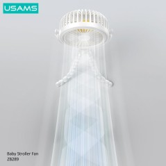 Ventilateur portable Usams ZB289 pour poussette 2000 mAh Blanc