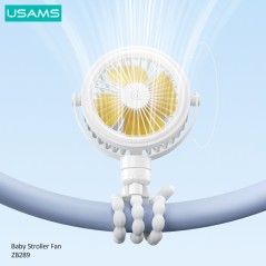 Ventilateur portable Usams ZB289 pour poussette 2000 mAh Blanc