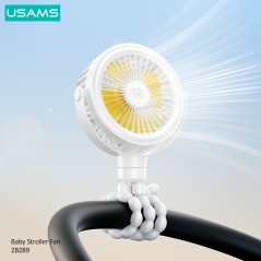 Ventilateur portable Usams ZB289 pour poussette 2000 mAh Blanc