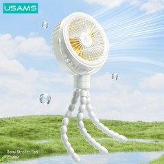 Ventilateur portable Usams ZB289 pour poussette 2000 mAh Blanc