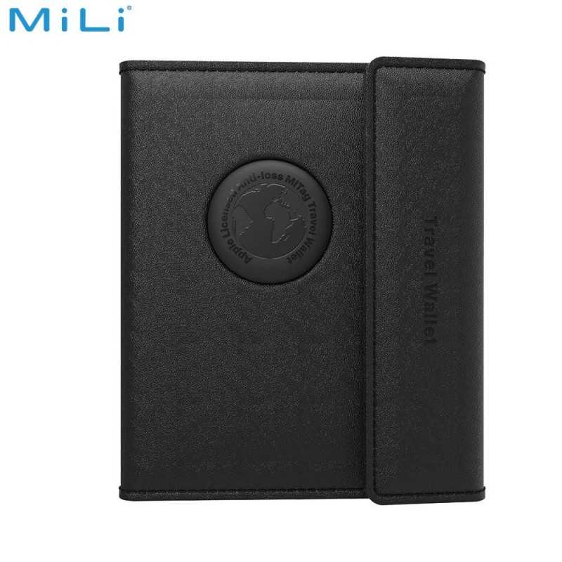 Traceur GPS MILI MiBook Travel Wallet Étui Passeport avec MiTag Intégrée Android Noir