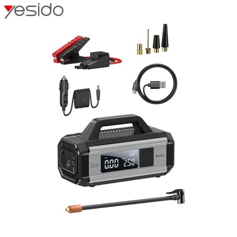 Booster pour Batterie Auto Yesido VC13 10000mAh avec Gonfleur pour Auto, Vélo et Ballon Noir Booster pour Batterie Auto Yesido VC13 10000mAh avec Gonfleur pour Auto, Vélo et Ballon Noir