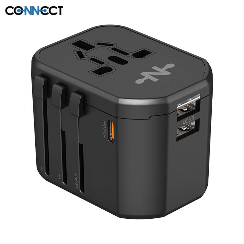 Adaptateur Secteur Universel CONNECT MC-CUN20W 20W 4 en 1 Noir