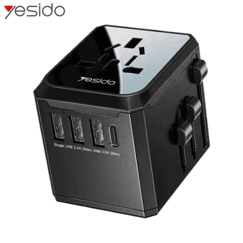Adaptateur Secteur Universel Yesido MC10 4 en 1 Noir
