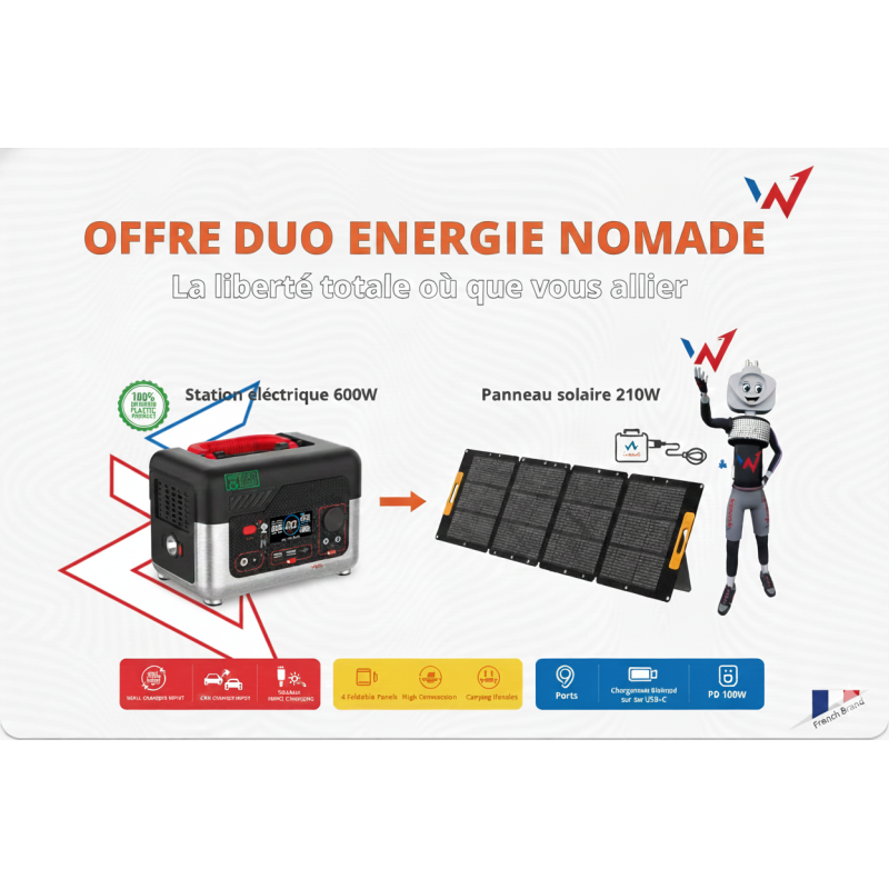 Pack Station 600 w & Panneau solaire 210 W