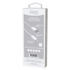 CABLE USB LIGHTNING BLANC 1.50M 2.4A 12W JAYM