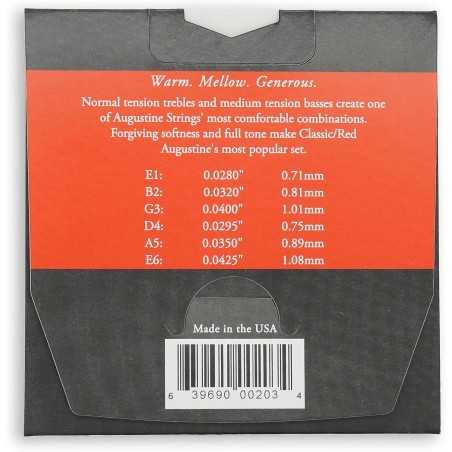 Jeu de cordes guitare classique - Augustine Standard Rouge Tirant normal