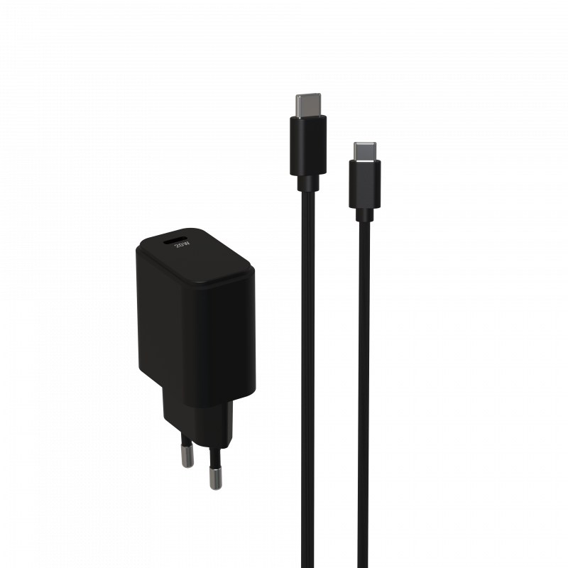 PACK CHARGEUR SECTEUR USB-C PD 20W + CABLE USB-C VERS USB-C 1.5M - JAYM