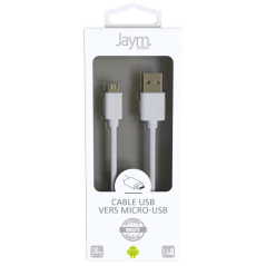 CABLE CHARGE & SYNCHRO USB-A VERS MICRO-USB - 1.5M - BLANC - JAYM