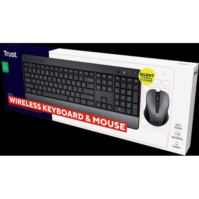 Ensemble clavier et souris sans fil Trust Trezo Confort écoresponsable Noir