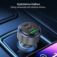 Chargeur Allume-Cigare Yesido Y50 60W Noir