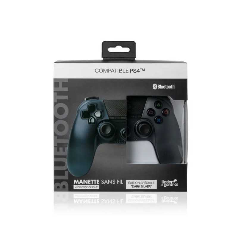 Manette PS4 Under Control Bluetooth Argent foncé avec Prise casque