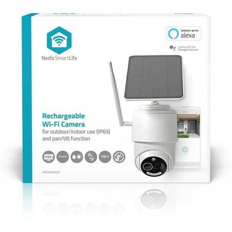 Nedis Caméra de Surveillance Extérieur Intelligente Full HD 1080p avec Panneau Solaire Blanc
