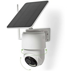 Nedis Caméra de Surveillance Extérieur Intelligente Full HD 1080p avec Panneau Solaire Blanc
