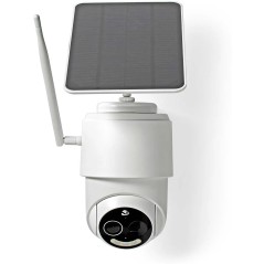 Nedis Caméra de Surveillance Extérieur Intelligente Full HD 1080p avec Panneau Solaire Blanc