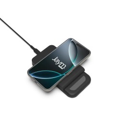 CHARGEUR INTELLIGENT PAD A INDUCTION RAPIDE QI 15W - STAND PLIABLE - NOIR - JAYM®**