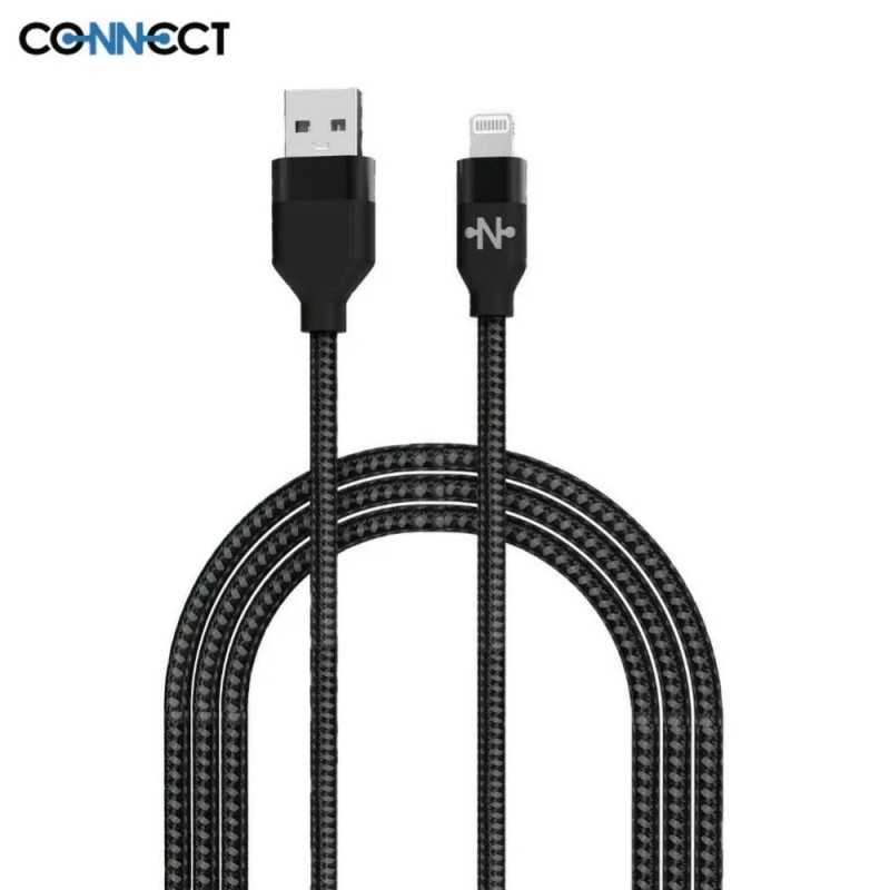 Câble Data USB vers Lightning CONNECT MC-CLN4 Nylon Tressé 12W (1m) Noir