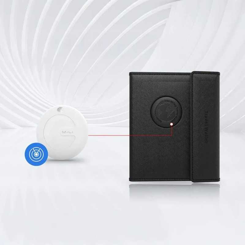 Traceur GPS MILI MiBook Travel Wallet Étui Passeport avec MiTag Intégrée iOS Noir