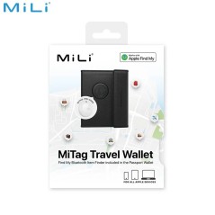 Traceur GPS MILI MiBook Travel Wallet Étui Passeport avec MiTag Intégrée iOS Noir