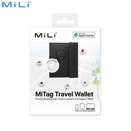 Traceur GPS MILI MiBook Travel Wallet Étui Passeport avec MiTag Intégrée iOS Noir