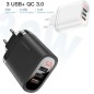 Adaptateur de charge rapide KUULAA Mirror 3 USB QC3.0+PD 30 W avec affichage numérique