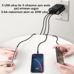 Adaptateur Charge Rapide KUULAA Mirror 3 USB QC3.0+PD 30 W Affichage Numérique