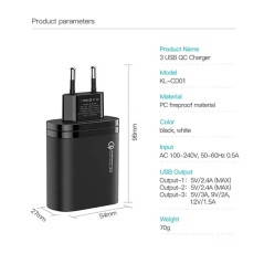 Adaptateur Charge Rapide KUULAA Mirror 3 USB QC3.0+PD 30 W Affichage Numérique