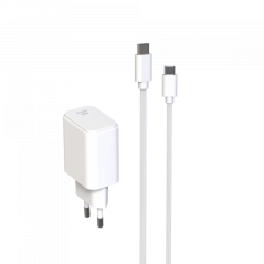 PACK CHARGEUR SECTEUR USB-C PD 20W + CABLE USB-C VERS USB-C 1.5M - JAYM