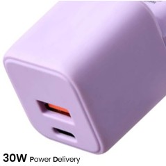 Chargeur Secteur Rapide USB-A 18W QC / USB-C 30W PD Compact GaN