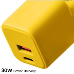 Chargeur Secteur Rapide USB-A 18W QC / USB-C 30W PD Compact GaN