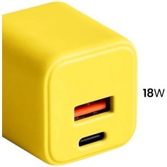 Chargeur Secteur Rapide USB-A 18W QC / USB-C 30W PD Compact GaN