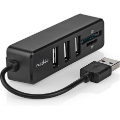 Nedis USB 2.0 Hub 3 Ports USB-A + Lecteur carte (micro)SD