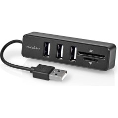Nedis USB 2.0 Hub 3 Ports USB-A + Lecteur carte (micro)SD