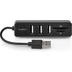 Nedis USB 2.0 Hub 3 Ports USB-A + Lecteur carte (micro)SD