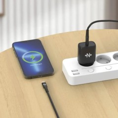 Chargeur Secteur USB-C CONNECT Charge Rapide 25W MC-CNC25W2 avec Câble Data USB-C vers Lightning MC-CLN12 (1m) Noir