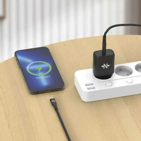 Chargeur Secteur USB-C CONNECT Charge Rapide 25W MC-CNC25W2 avec Câble Data USB-C vers Lightning MC-CLN12 (1m) Noir