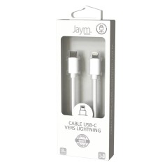 CABLE CHARGE & SYNCHRO USB-C VERS LIGHTNING PD (27W) - LONGUEUR 1.5M - BLANC - JAYM®