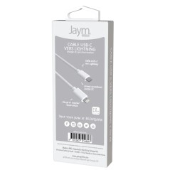 CABLE CHARGE & SYNCHRO USB-C VERS LIGHTNING PD (27W) - LONGUEUR 1.5M - BLANC - JAYM®