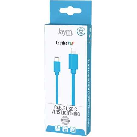 Jaym Câble Lightning vers USB-C PD 12W Charge et Synchronisation Collection POP 1,5m Bleu