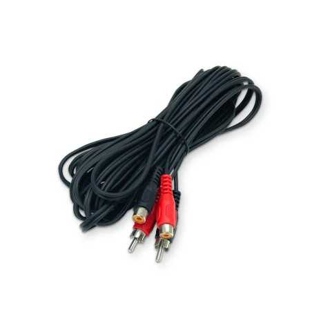 Rallonge Audio 2 RCA Mâles vers 2 RCA Femelles – 5 Mètres – Noir