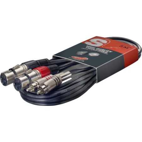 Câble RCA mâle double vers XLR femelle double, 3 m, noir - STC3CMXF
