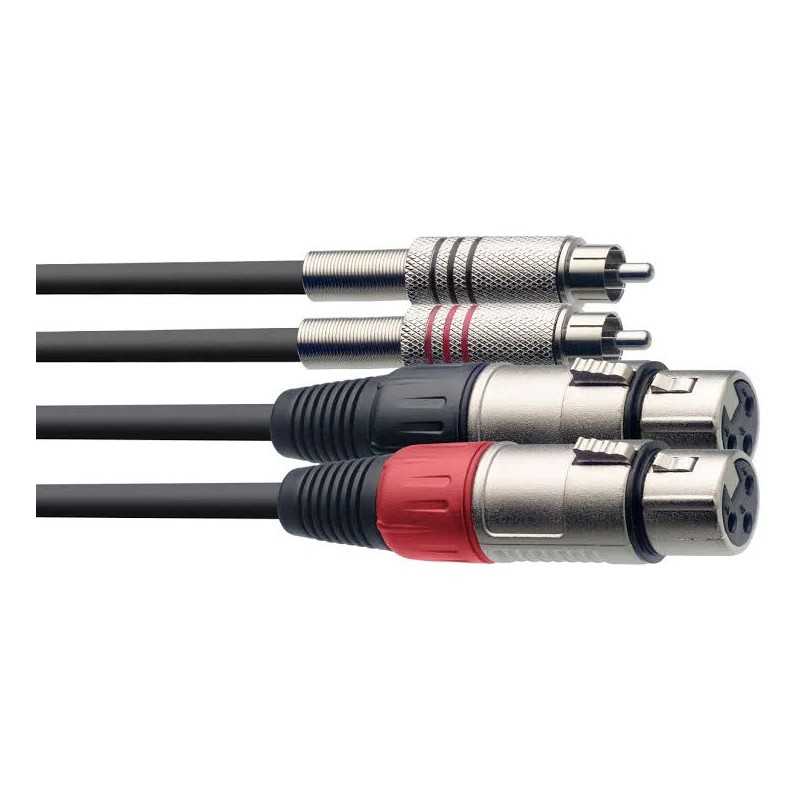 Câble RCA mâle double vers XLR femelle double, 3 m, noir - STC3CMXF Câble RCA mâle double vers XLR femelle double, 3 m, noir - STC3CMXF