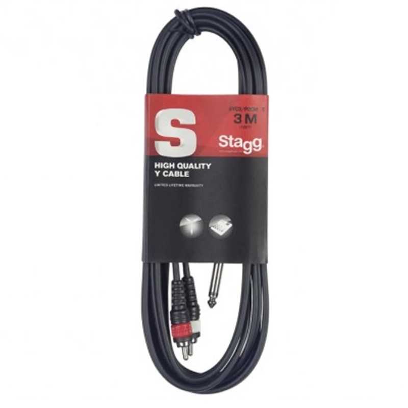 Câble en Y 2 x RCA - Jack 6,3 mm mono, 3 m Stagg SYC3/P2CM E Câble en Y 2 x RCA - Jack 6,3 mm mono, 3 m Stagg SYC3/P2CM E