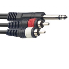 Câble en Y 2 x RCA - Jack 6,3 mm mono, 3 m Stagg SYC3/P2CM E