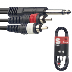Câble en Y 2 x RCA - Jack 6,3 mm mono, 3 m Stagg SYC3/P2CM E